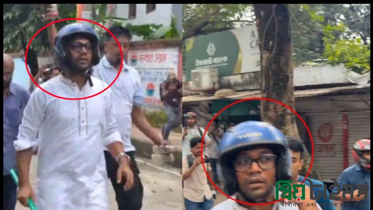 হেলমেট পরে শিবিরের উপরে হামলা করে যুবদলের নয়ন